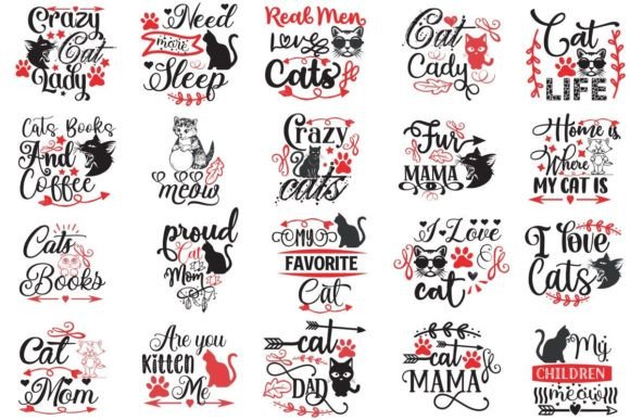 Cat Design T-Shirt Embroidery Bundle